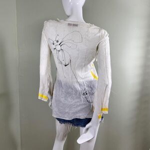 Cop.Copine Sheer Embroidered Tunic Top – Bee Sketch Back – Size 38 (XS/S)  Rare